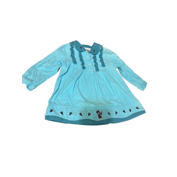 Rare Vintage Walt Disney World Baby Minnie Dress 18 Mos Turquoise Corduroy Grape - Picture 1 of 6